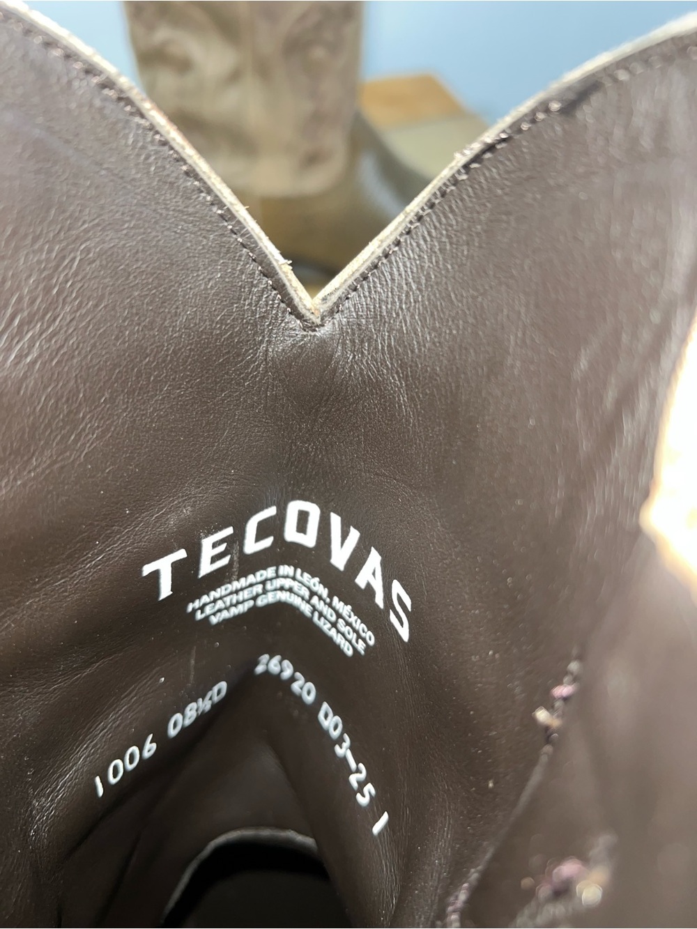 Tecovas Nolan Burnt Cedar Lizard Western Boots size 8.5 - Picture 4 of 6